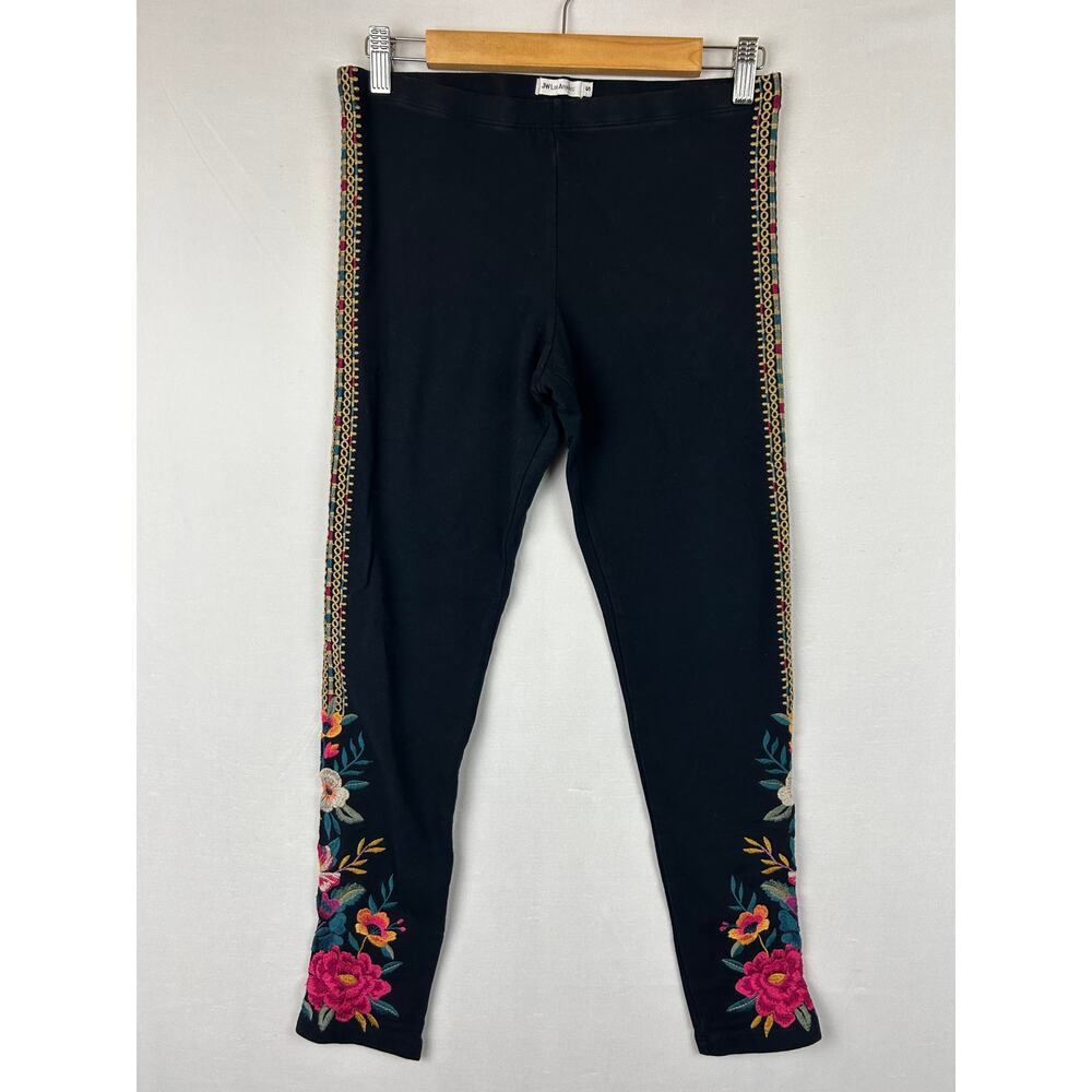 JW Johnny Was Los Angeles Embroidered Leggings Floral Black J62618 Womens Size S